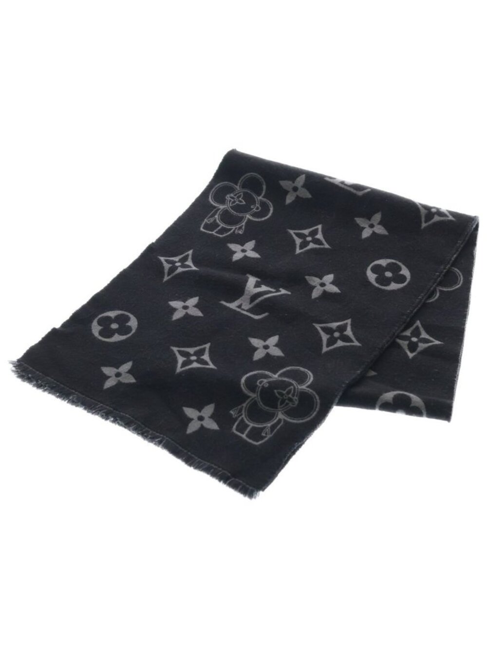 Louis Vuitton Echarpe Monogram Vivienne Wool Scarf Black - Picture 1 of 6